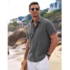 image:imageCOOFANDY Mens Linen Shirts Short Sleeve Casual Shirts Button Down Shirt for Men Beach Summer Wedding ShirtDark Grey