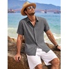 image:imageCOOFANDY Mens Linen Shirts Short Sleeve Casual Shirts Button Down Shirt for Men Beach Summer Wedding ShirtDark Grey