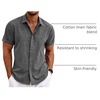 image:imageCOOFANDY Mens Linen Shirts Short Sleeve Casual Shirts Button Down Shirt for Men Beach Summer Wedding ShirtDark Grey