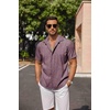 image:imageCOOFANDY Mens Linen Shirts Short Sleeve Casual Shirts Button Down Shirt for Men Beach Summer Wedding ShirtDark Red