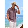 image:imageCOOFANDY Mens Linen Shirts Short Sleeve Casual Shirts Button Down Shirt for Men Beach Summer Wedding ShirtDark Red