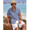 image:imageCOOFANDY Mens Linen Shirts Short Sleeve Casual Shirts Button Down Shirt for Men Beach Summer Wedding ShirtDenim Blue
