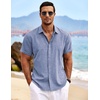 image:imageCOOFANDY Mens Linen Shirts Short Sleeve Casual Shirts Button Down Shirt for Men Beach Summer Wedding ShirtDenim Blue