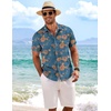 image:imageCOOFANDY Mens Linen Shirts Short Sleeve Casual Shirts Button Down Shirt for Men Beach Summer Wedding ShirtFloral Paintinggrey Blue
