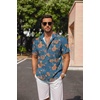 image:imageCOOFANDY Mens Linen Shirts Short Sleeve Casual Shirts Button Down Shirt for Men Beach Summer Wedding ShirtFloral Paintinggrey Blue