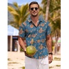 image:imageCOOFANDY Mens Linen Shirts Short Sleeve Casual Shirts Button Down Shirt for Men Beach Summer Wedding ShirtFloral Paintinggrey Blue