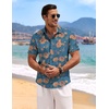 image:imageCOOFANDY Mens Linen Shirts Short Sleeve Casual Shirts Button Down Shirt for Men Beach Summer Wedding ShirtFloral Paintinggrey Blue