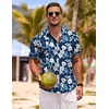 image:imageCOOFANDY Mens Linen Shirts Short Sleeve Casual Shirts Button Down Shirt for Men Beach Summer Wedding ShirtFloraldeep Blue White