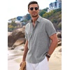 image:imageCOOFANDY Mens Linen Shirts Short Sleeve Casual Shirts Button Down Shirt for Men Beach Summer Wedding ShirtGrey
