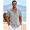 image:imageCOOFANDY Mens Linen Shirts Short Sleeve Casual Shirts Button Down Shirt for Men Beach Summer Wedding ShirtGrey