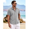 image:imageCOOFANDY Mens Linen Shirts Short Sleeve Casual Shirts Button Down Shirt for Men Beach Summer Wedding ShirtGrey
