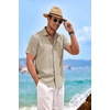 image:imageCOOFANDY Mens Linen Shirts Short Sleeve Casual Shirts Button Down Shirt for Men Beach Summer Wedding ShirtKhaki