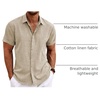 image:imageCOOFANDY Mens Linen Shirts Short Sleeve Casual Shirts Button Down Shirt for Men Beach Summer Wedding ShirtKhaki