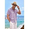 image:imageCOOFANDY Mens Linen Shirts Short Sleeve Casual Shirts Button Down Shirt for Men Beach Summer Wedding ShirtLavender