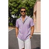 image:imageCOOFANDY Mens Linen Shirts Short Sleeve Casual Shirts Button Down Shirt for Men Beach Summer Wedding ShirtLavender