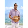 image:imageCOOFANDY Mens Linen Shirts Short Sleeve Casual Shirts Button Down Shirt for Men Beach Summer Wedding ShirtLavender