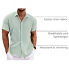image:imageCOOFANDY Mens Linen Shirts Short Sleeve Casual Shirts Button Down Shirt for Men Beach Summer Wedding ShirtLeaf