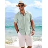 image:imageCOOFANDY Mens Linen Shirts Short Sleeve Casual Shirts Button Down Shirt for Men Beach Summer Wedding ShirtLeaf