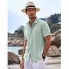 image:imageCOOFANDY Mens Linen Shirts Short Sleeve Casual Shirts Button Down Shirt for Men Beach Summer Wedding ShirtLeaf