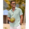 image:imageCOOFANDY Mens Linen Shirts Short Sleeve Casual Shirts Button Down Shirt for Men Beach Summer Wedding ShirtLeaf