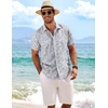 image:imageCOOFANDY Mens Linen Shirts Short Sleeve Casual Shirts Button Down Shirt for Men Beach Summer Wedding ShirtLeafgrey