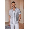 image:imageCOOFANDY Mens Linen Shirts Short Sleeve Casual Shirts Button Down Shirt for Men Beach Summer Wedding ShirtLeafgrey
