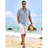 image:imageCOOFANDY Mens Linen Shirts Short Sleeve Casual Shirts Button Down Shirt for Men Beach Summer Wedding ShirtLight Denim Blue