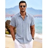 image:imageCOOFANDY Mens Linen Shirts Short Sleeve Casual Shirts Button Down Shirt for Men Beach Summer Wedding ShirtLight Denim Blue