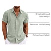 image:imageCOOFANDY Mens Linen Shirts Short Sleeve Casual Shirts Button Down Shirt for Men Beach Summer Wedding ShirtLight Green