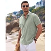 image:imageCOOFANDY Mens Linen Shirts Short Sleeve Casual Shirts Button Down Shirt for Men Beach Summer Wedding ShirtLight Green