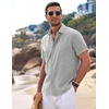 image:imageCOOFANDY Mens Linen Shirts Short Sleeve Casual Shirts Button Down Shirt for Men Beach Summer Wedding ShirtLight Grey