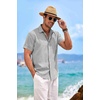 image:imageCOOFANDY Mens Linen Shirts Short Sleeve Casual Shirts Button Down Shirt for Men Beach Summer Wedding ShirtLight Grey