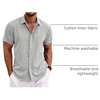 image:imageCOOFANDY Mens Linen Shirts Short Sleeve Casual Shirts Button Down Shirt for Men Beach Summer Wedding ShirtLight Grey