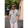 image:imageCOOFANDY Mens Linen Shirts Short Sleeve Casual Shirts Button Down Shirt for Men Beach Summer Wedding ShirtLight Grey