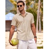 image:imageCOOFANDY Mens Linen Shirts Short Sleeve Casual Shirts Button Down Shirt for Men Beach Summer Wedding ShirtLight Khaki