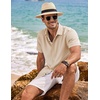 image:imageCOOFANDY Mens Linen Shirts Short Sleeve Casual Shirts Button Down Shirt for Men Beach Summer Wedding ShirtLight Khaki