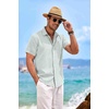 image:imageCOOFANDY Mens Linen Shirts Short Sleeve Casual Shirts Button Down Shirt for Men Beach Summer Wedding ShirtMint Blue