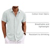image:imageCOOFANDY Mens Linen Shirts Short Sleeve Casual Shirts Button Down Shirt for Men Beach Summer Wedding ShirtMint Blue