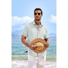 image:imageCOOFANDY Mens Linen Shirts Short Sleeve Casual Shirts Button Down Shirt for Men Beach Summer Wedding ShirtMint Blue