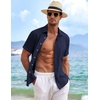 image:imageCOOFANDY Mens Linen Shirts Short Sleeve Casual Shirts Button Down Shirt for Men Beach Summer Wedding ShirtNavy Blue