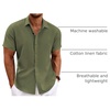 image:imageCOOFANDY Mens Linen Shirts Short Sleeve Casual Shirts Button Down Shirt for Men Beach Summer Wedding ShirtOlive Green