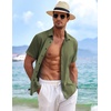 image:imageCOOFANDY Mens Linen Shirts Short Sleeve Casual Shirts Button Down Shirt for Men Beach Summer Wedding ShirtOlive Green