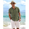 image:imageCOOFANDY Mens Linen Shirts Short Sleeve Casual Shirts Button Down Shirt for Men Beach Summer Wedding ShirtOlive Green