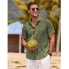 image:imageCOOFANDY Mens Linen Shirts Short Sleeve Casual Shirts Button Down Shirt for Men Beach Summer Wedding ShirtOlive Green