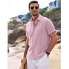 image:imageCOOFANDY Mens Linen Shirts Short Sleeve Casual Shirts Button Down Shirt for Men Beach Summer Wedding ShirtPink