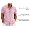 image:imageCOOFANDY Mens Linen Shirts Short Sleeve Casual Shirts Button Down Shirt for Men Beach Summer Wedding ShirtPink