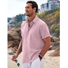 image:imageCOOFANDY Mens Linen Shirts Short Sleeve Casual Shirts Button Down Shirt for Men Beach Summer Wedding ShirtPink