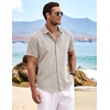 image:imageCOOFANDY Mens Linen Shirts Short Sleeve Casual Shirts Button Down Shirt for Men Beach Summer Wedding ShirtStone