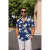 image:imageCOOFANDY Mens Linen Shirts Short Sleeve Casual Shirts Button Down Shirt for Men Beach Summer Wedding ShirtSummer Floralnavy Blue