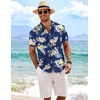 image:imageCOOFANDY Mens Linen Shirts Short Sleeve Casual Shirts Button Down Shirt for Men Beach Summer Wedding ShirtSummer Floralnavy Blue